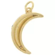 Pendente mezza luna con Ossido di zirconio e resina epossidica 21x12mm Dorato Blu Cristallox1