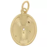 Pendente mistico ovale con Ossido di zirconio e resina epossidica 16x11 mm -Dorato - Blu