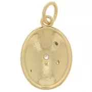 Pendente mistico ovale con Ossido di zirconio e resina epossidica 16x11 mm - Oro - Nero