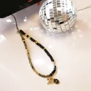 Pendente mistico ovale con Ossido di zirconio e resina epossidica 16x11 mm - Oro - Nero