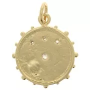 Pendente occhio mistico con Ossido di zirconio e resina eposs. 18x16 mm -Dorato- Nero x1