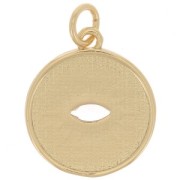 Pendente occhio con Ossido di zirconio e resina epossidica 15mm Dorato - Perla bianca x1