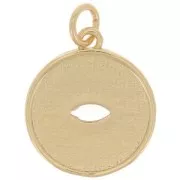 Pendente occhio con Ossido di zirconio e resina epossidica 15mm Dorato - Perla bianca x1