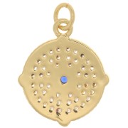 Pendente rosa dei venti rotonda con Ossido di zirconio 13 mm - Dorato- Cristallo x1