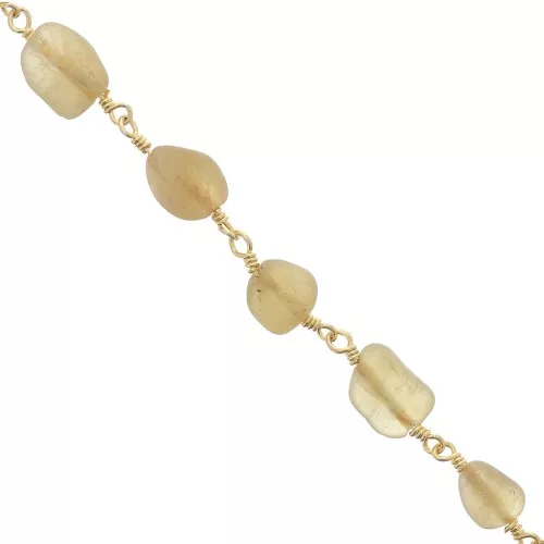 Catena 7mm con pietre irregolari -Dorato- Apatite gialla x50cm