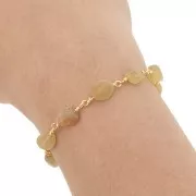 Catena 7mm con pietre irregolari -Dorato- Apatite gialla x50cm