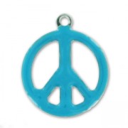 Ciondoli peace smaltati epossi mm. 19 Turchese x10