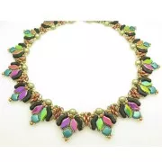 Perline in vetro Navettee 3 fori 6x12 mm - Sage x10g