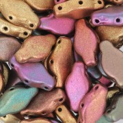 Perline in vetro Navettee 3 fori 6x12 mm - Metallic Iris Mat x10g|raw }}