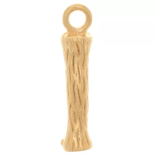 Pendente lettera alfabeto effetto bambù 16x3 mm - I -Dorato con oro fino x1