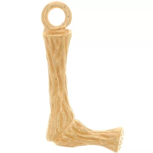 Pendente lettera alfabeto effetto bambù 15x8 mm - L -Dorato con oro fino x1