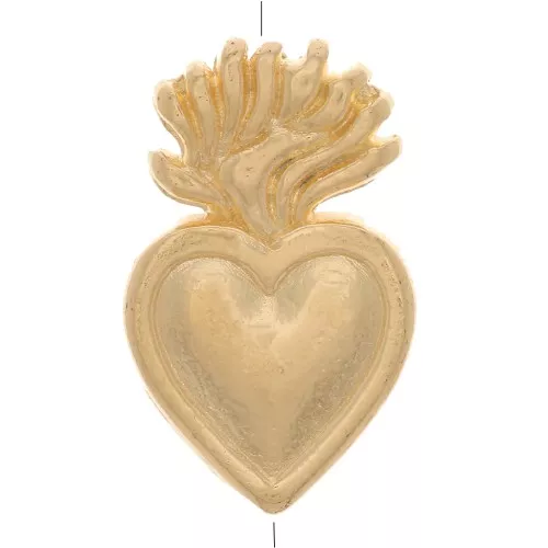 Perlina messicana Ex-voto a cuore 16x10 mm - Dorato con oro fino x1