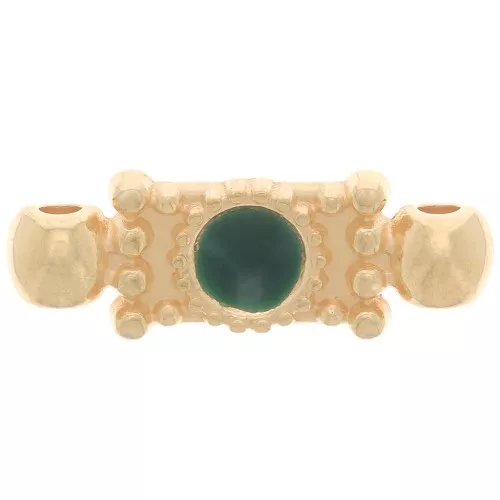 Distanziatore rettangolare lavorato in resina epossidica 21x7mm oro fino - verde x1