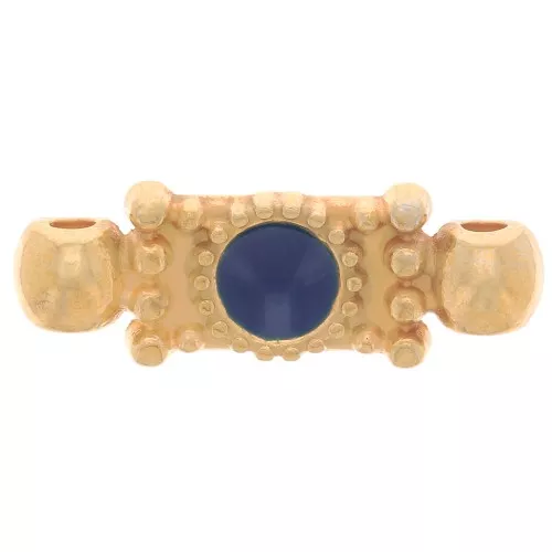 Distanziatore rettangolare lavorato in resina epossidica 21x7mm oro fino - blu x1