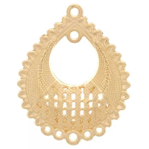 Pendente lampadario goccia orientale 6 anelli 39x31 mm - Dorato con oro fino x1