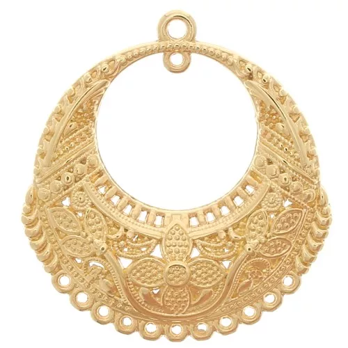 Pendente candeliere rotondo orientale 12 anelli 30 mm - Dorato con oro fino x1