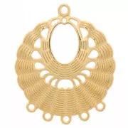 Pendente lampadario lavorato rotondo con 5 anelli 36x30 mm -Dorato con oro fino x1