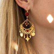 Ciondolo a forma di mezza luna con anelli multipli 22x35 mm - Dorato con oro fino x1