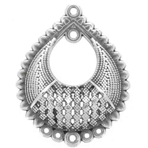 Pendente lampadario con motivo orientale 39x31 mm - Placcatura in argento antico