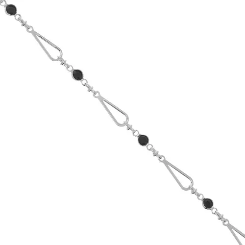 Catena a maglia creativa perle di vetro sfaccettate 5.5 mm - Argento - Nero x50cm