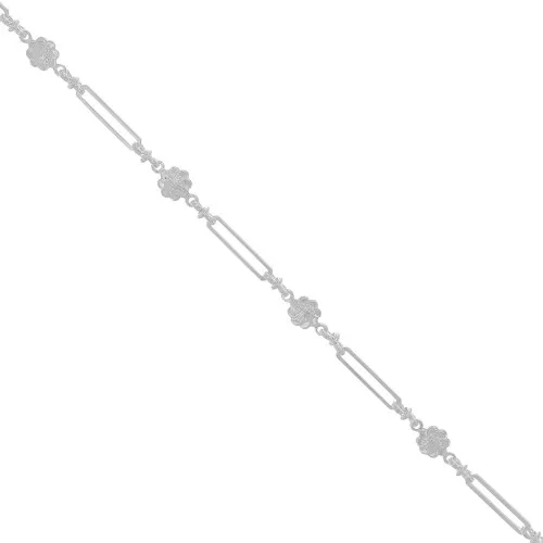 Catena rettangolare creativa con piccoli fiori 6.2 mm - Argento x50cm