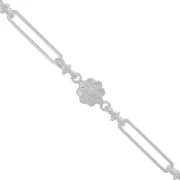 Catena rettangolare creativa con piccoli fiori 6.2 mm - Argento x50cm