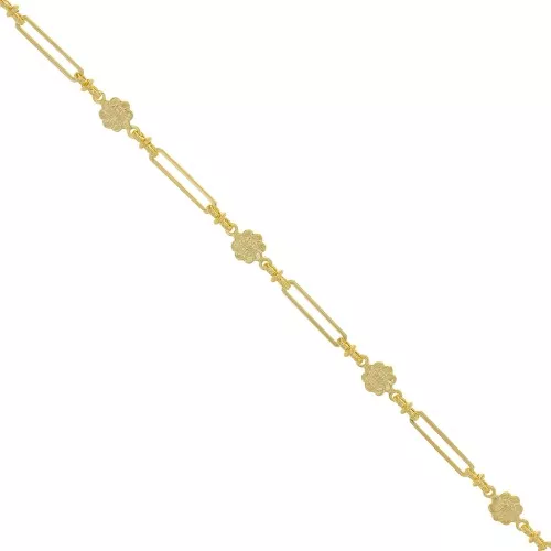 Catena rettangolare creativa con piccoli fiori 6.2 mm - Dorato x50cm