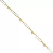 Catena rettangolare creativa con piccoli cuori 6 mm -Dorato x50cm