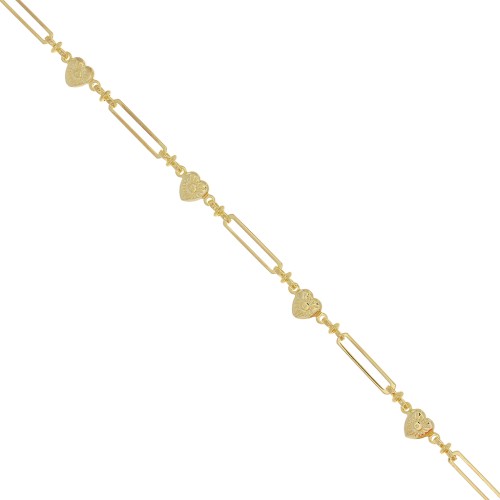 Catena rettangolare creativa con piccoli cuori 6 mm -Dorato x50cm