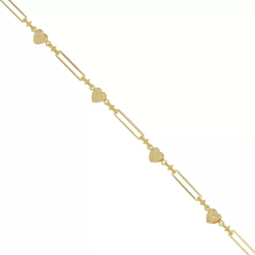 Catena rettangolare creativa con piccoli cuori 6 mm -Dorato x50cm