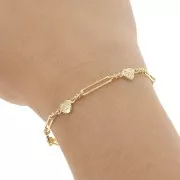 Catena rettangolare creativa con piccoli cuori 6 mm -Dorato x50cm