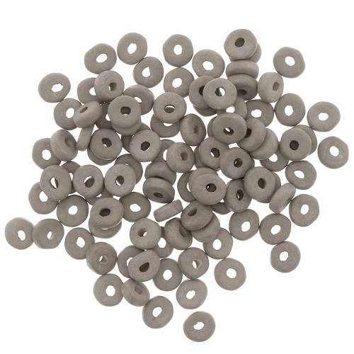 Perline rotonde in ceramica Heishi 5.3x2.5 mm - Marron glacé mat x30