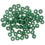 Perla in ceramica Heishi 5,3x2,5 mm - Verde abete opaco x30