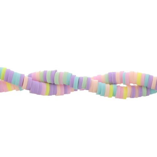 Perle rondelle in pasta polimerica Heishi 4x1mm - Multicolore pastello - viola x39cm