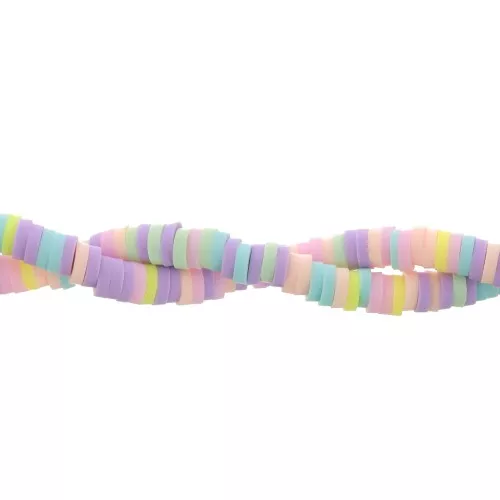Perle rondelle in pasta polimerica Heishi 4x1mm - Multicolore pastello - viola x39cm
