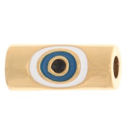 Perlina a forma di occhio in resina eposs. 11x4.5mm -Dorato oro fino Bianca Blu x1|raw }}