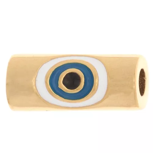 Perlina a forma di occhio in resina eposs. 11x4.5mm -Dorato oro fino Bianca Blu x1