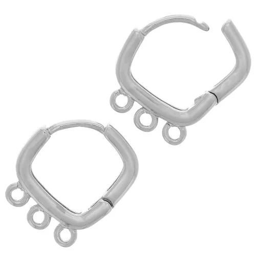 Monachelle Rombo 3 anelli per decorare in ottone 16 mm - Rodio x2