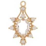 Pendente a goccia in vetro con Ossido di zirconio 24x16 mm Dorato- Cristallo x1