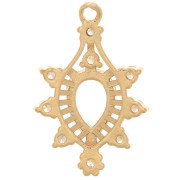 Pendente a goccia in vetro con Ossido di zirconio 24x16 mm Dorato- Cristallo x1