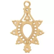 Pendente a goccia in vetro con Ossido di zirconio 24x16 mm Dorato- Cristallo x1