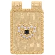 Pendente a forma di cuore con Ossido di zirconio 20x13 mm -Dorato - Cristallo x1