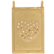 Pendente Piastra - motivo cuore - con Ossido di zirconio 21x13 mm - Dorato- Cristallo x1