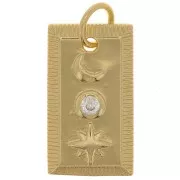 Pendente con stella e luna con Ossido di zirconio 22x13 mm -Dorato - Cristallo x1