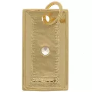 Pendente con stella e luna con Ossido di zirconio 22x13 mm -Dorato - Cristallo x1