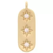 Ciondolo rettangolare - Stella del Nord con Ossido di zirconio 17x6 mm - Dorato- Cristallo x1