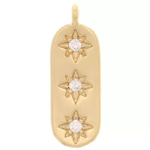 Ciondolo rettangolare - Stella del Nord con Ossido di zirconio 17x6 mm - Dorato- Cristallo x1