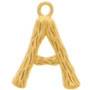 Pendente lettera alfabeto effetto bambù 16x12 mm - A -Dorato con oro fino x1|raw }}