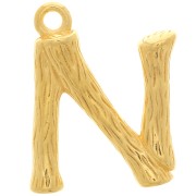 Pendente lettera alfabeto effetto bambù 15x11 mm - N -Dorato con oro finox1