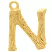 Pendente lettera alfabeto effetto bambù 15x11 mm - N -Dorato con oro finox1